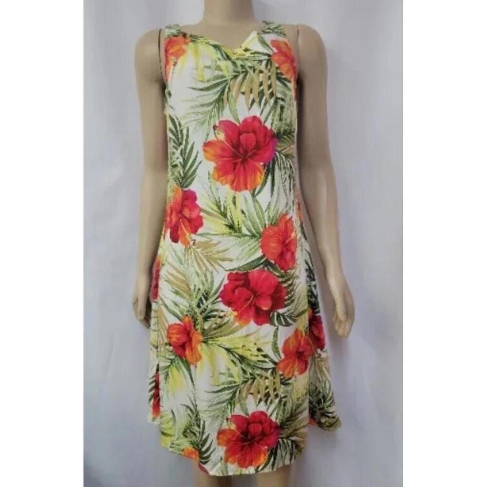 Two Palms Hibiscus Print Hawaiian Women's Sleeveless Dress Size M NEW #C - Picture 6 of 13